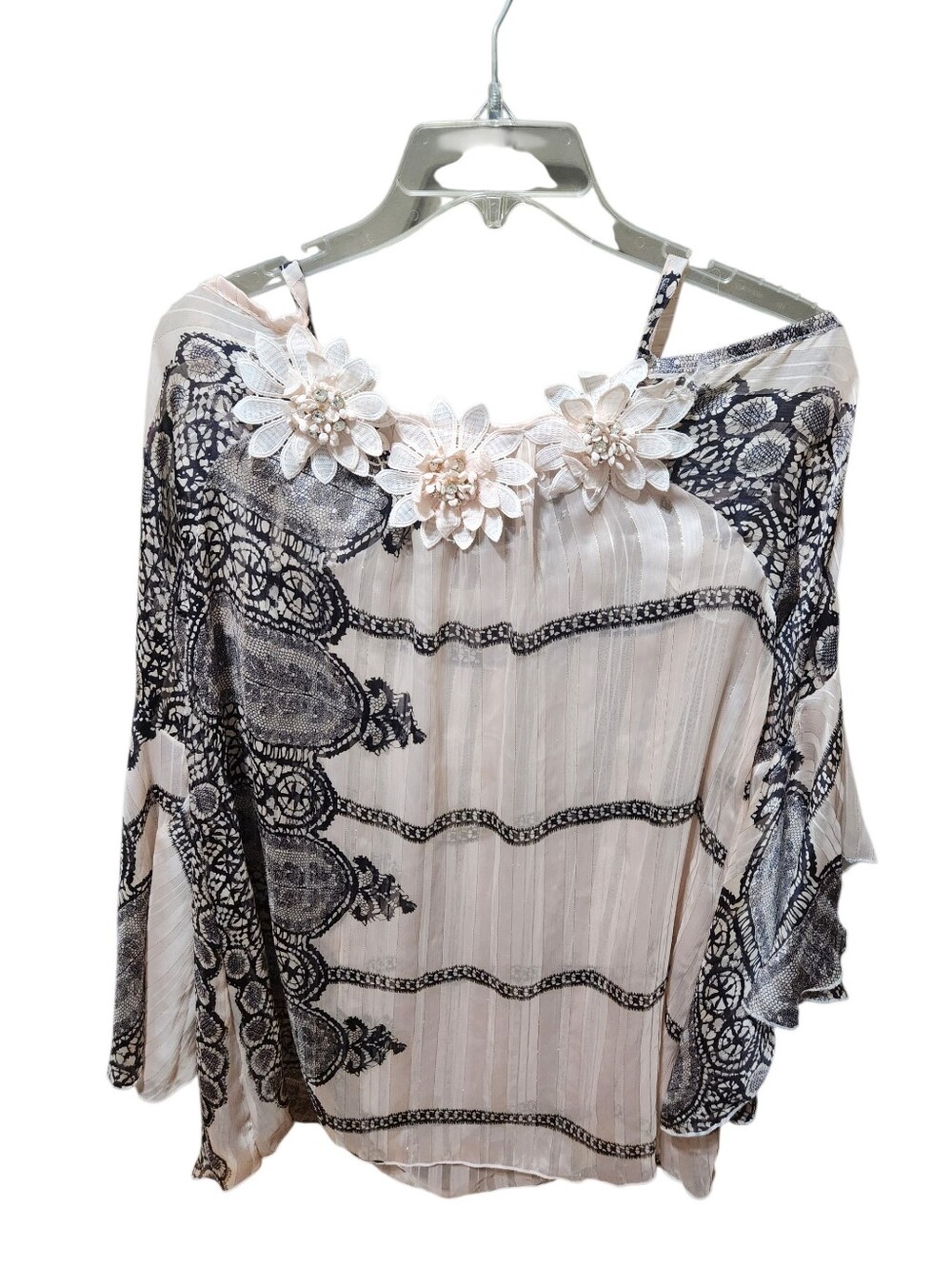 My Story Paris Beige Brown Bell Sleeve Ladies Top
